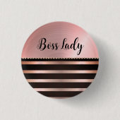 Sleek Pink Striped Boss Lady Button (Vorderseite)
