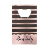 Sleek Pink Striped Boss Lady Geldbeutel Flaschenöffner (Vorderseite)