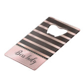 Sleek Pink Striped Boss Lady Geldbeutel Flaschenöffner (Vorderseite Schrägansicht)