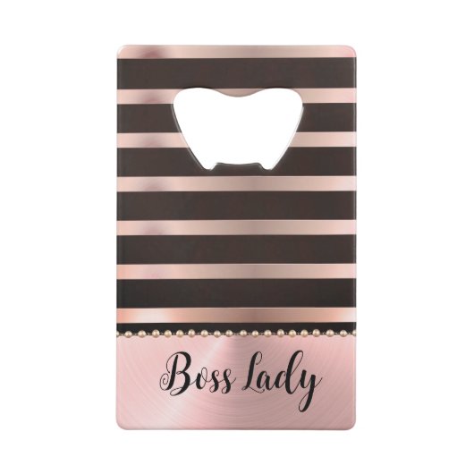 Sleek Pink Striped Boss Lady Geldbeutel Flaschenöffner (Rückseite)