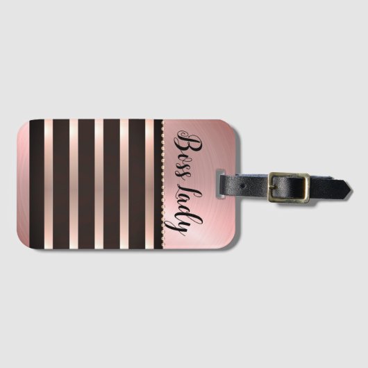 Sleek Pink Striped Boss Lady Gepäckanhänger (Vorderseite (Horizontal))