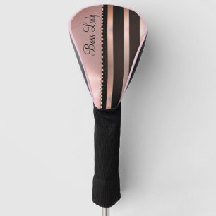 Sleek Pink Striped Boss Lady Golf Headcover