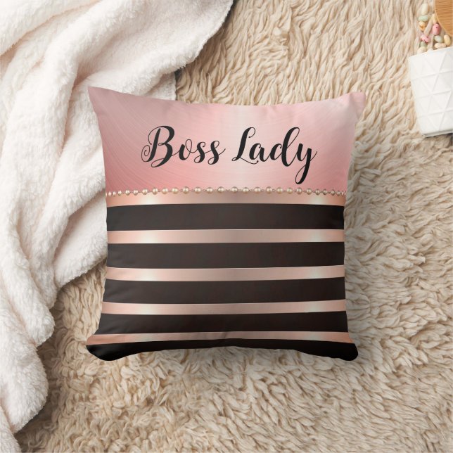 Sleek Pink Striped Boss Lady Kissen (Decke)