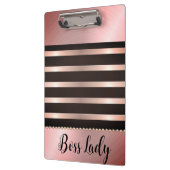 Sleek Pink Striped Boss Lady Klemmbrett (Links)