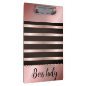 Sleek Pink Striped Boss Lady Klemmbrett (Rechts)