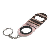 Sleek Pink Striped Boss Lady Mini Flaschenöffner (Vorderseite Schrägansicht)