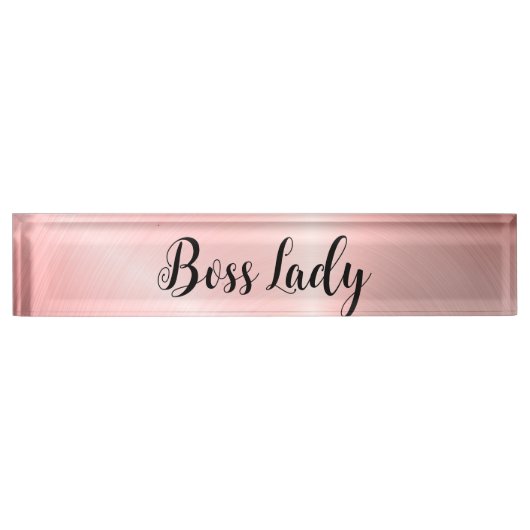 Sleek Pink Striped Boss Lady Namensplakette (Vorderseite)