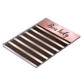 Sleek Pink Striped Boss Lady Notizblock (Linke Seite)