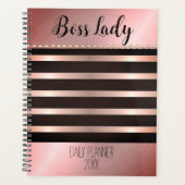 Sleek Pink Striped Boss Lady Planer (Vorderseite)
