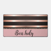 Sleek Pink Striped Boss Lady Schreibtischunterlage (Vorderseite)