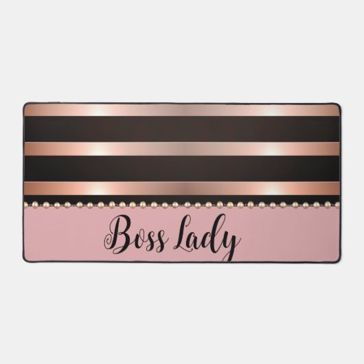Sleek Pink Striped Boss Lady Schreibtischunterlage (Vorderseite)