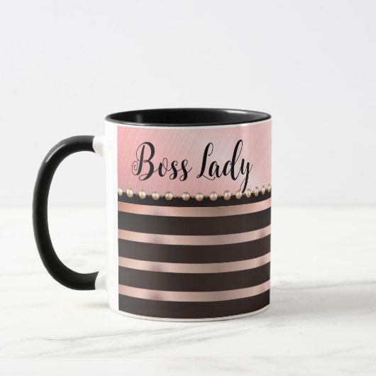 Sleek Pink Striped Boss Lady Tasse (Links)