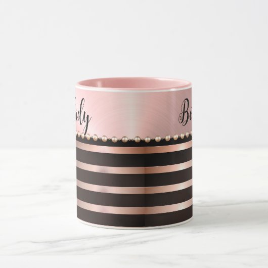 Sleek Pink Striped Boss Lady Tasse (Zentrum)