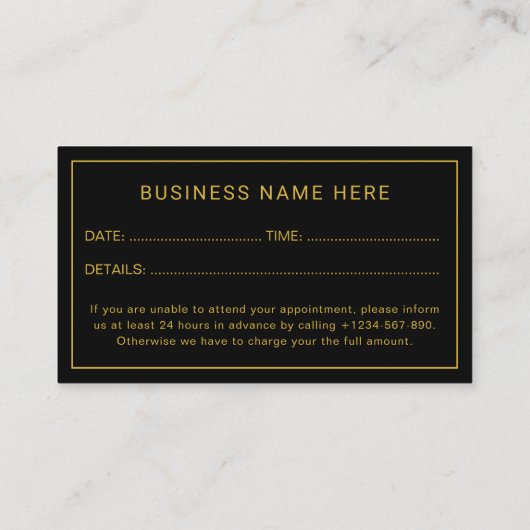 Sleek Professional Appointment Card for Scheduling Terminkarte (Rückseite)