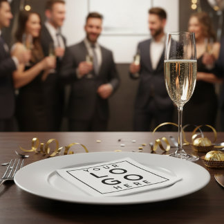 Sleek Professional Black Square Corporate Logo Serviette