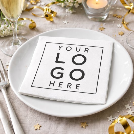 Sleek Professional Black Square Corporate Logo Serviette