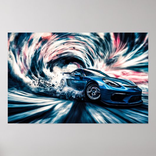 Sleek Racing Sports Car Drifting #4 Poster (Vorne)