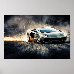 Sleek Racing Sports Car Drifting #5 Poster