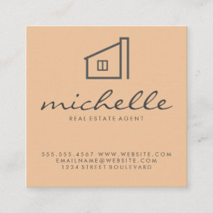 Sleek Real Anwesen Agent House Logo Quadratische Visitenkarte