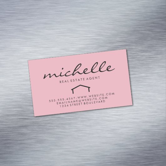 Sleek Real Anwesen Agent (pink) Magnetische Visitenkarte (Beispiel)