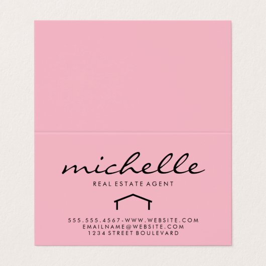 Sleek Real Anwesen Agent (pink) Visitenkarten (Außenseite Aufgefaltet)