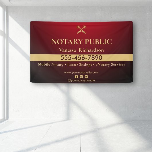 Sleek Red & Gold Notare Business Marketing Event Banner