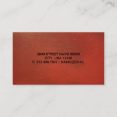 Sleek Red Leather | Emboss Lettern Visitenkarte (Rückseite)