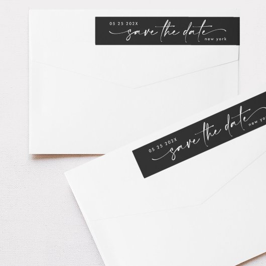 Sleek Romance Snow White Onyx Black Save the Date