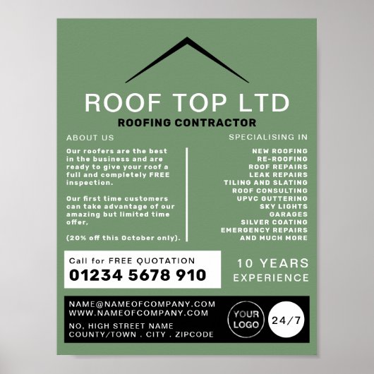 Sleek Roof, Roofer, Dachauftragnehmerin Poster (Vorne)