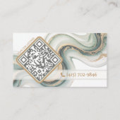Sleek Sage Gold Marble Modern Realtor Logo QR Code Visitenkarte (Rückseite)
