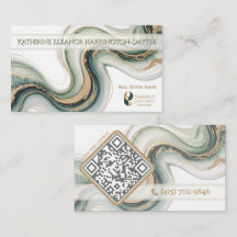Sleek Sage Gold Marble Modern Realtor Logo QR Code