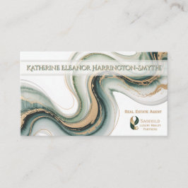 Sleek Sage Gold Marble Modern Realtor Logo QR Code Visitenkarte
