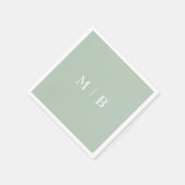 Sleek Sage White Monogram Wedding Serviette (Ecke)