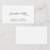 Sleek Schlicht Modern White Chic Visitenkarte (Vorne/Hinten)