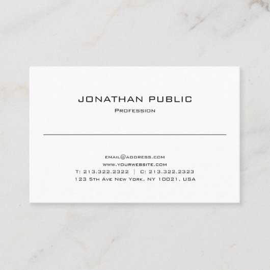 Sleek Schlicht Modernes Elegantes Design Beruflich Visitenkarte (Vorderseite)