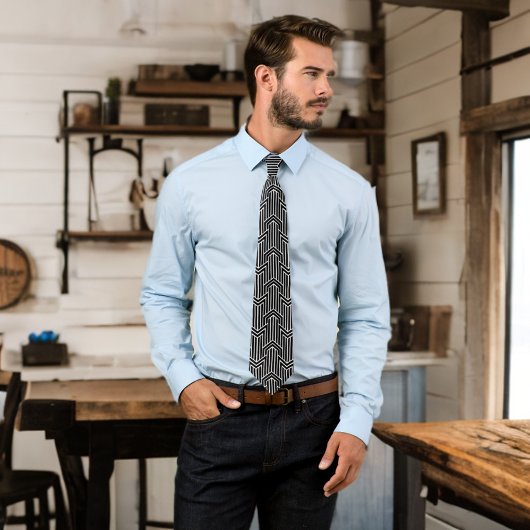 Sleek Schwarz-weiß Art Deco Mites Mens Chic Krawatte