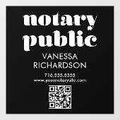 Sleek Schwarz-weiß Retro Notary Public Business QR Fensteraufkleber (Blatt)
