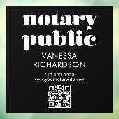 Sleek Schwarz-weiß Retro Notary Public Business QR Fensteraufkleber (Blatt 3)