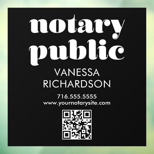 Sleek Schwarz-weiß Retro Notary Public Business QR Fensteraufkleber (Blatt 3)