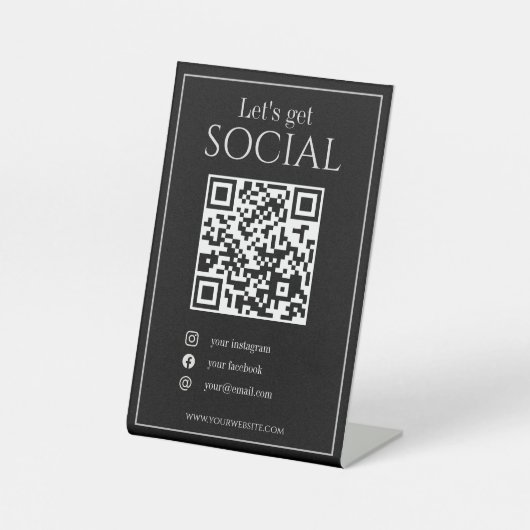 Sleek schwarzen QR-Code Business scannen Sie mich  Sockelschild (Vorderseite)