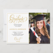 Sleek Script Foto Uni University Abschluss Ankündigung (Vorderseite)