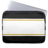 Sleek Seventies Schwarz-weiß Brown Racing Stripes Laptopschutzhülle (Vorderseite)
