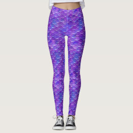 Sleek Shiny Lila Mermaid Scales Leggings