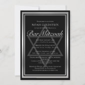 Sleek Silver Black Formal Bar Mitzvah Einladung (Vorderseite)