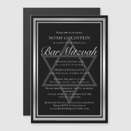 Sleek Silver Black Formal Bar Mitzvah Magneteinladung