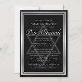 Sleek Silver Black Formal Bar Mitzvah Magneteinladung (Vorderseite)