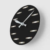 Sleek Silver Black Minimalism Städtische CricketDi Runde Wanduhr (Winkel)