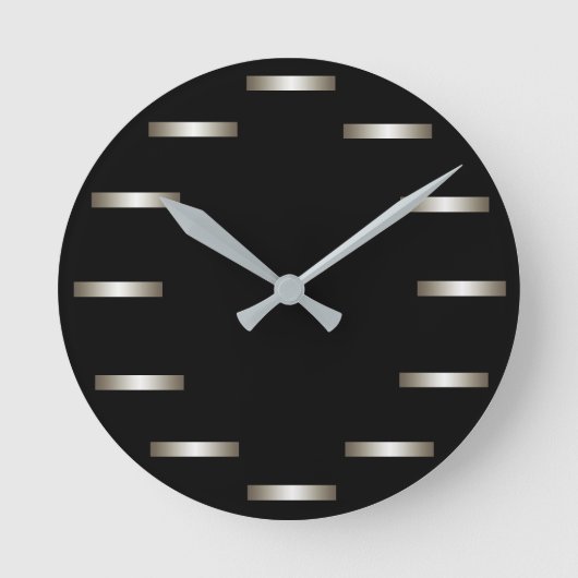 Sleek Silver Black Minimalism Städtische CricketDi Runde Wanduhr (Vorderseite)