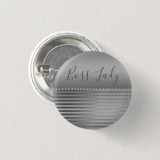 Sleek Silver Boss Lady Button (Vorne & Hinten)