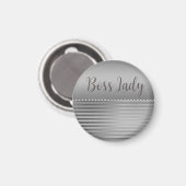 Sleek Silver Boss Lady Magnet (Vorderseite/Rückseite)